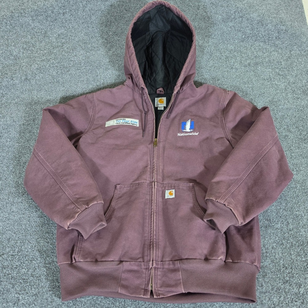 Carhartt Mens Medium Dark Plum Quilted Flannel Lined Duck Active Jacket J130 DPM